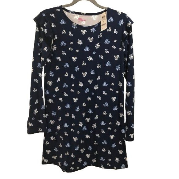 Girl's XL Dress Epic Threads Floral Long Sleeve Blue ruffle shoulder Pullover - Picture 1 of 2